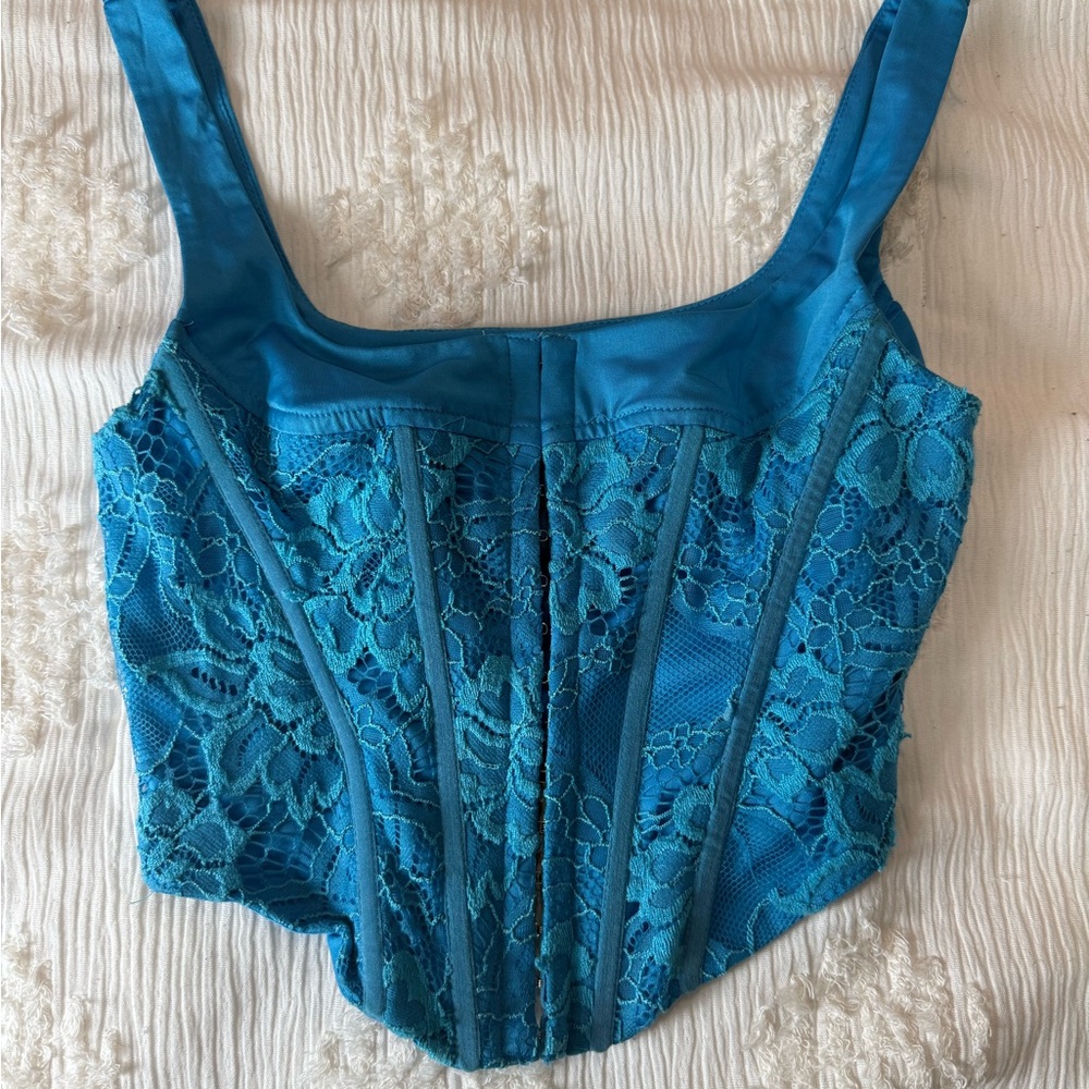 Blue Lace Corset Top